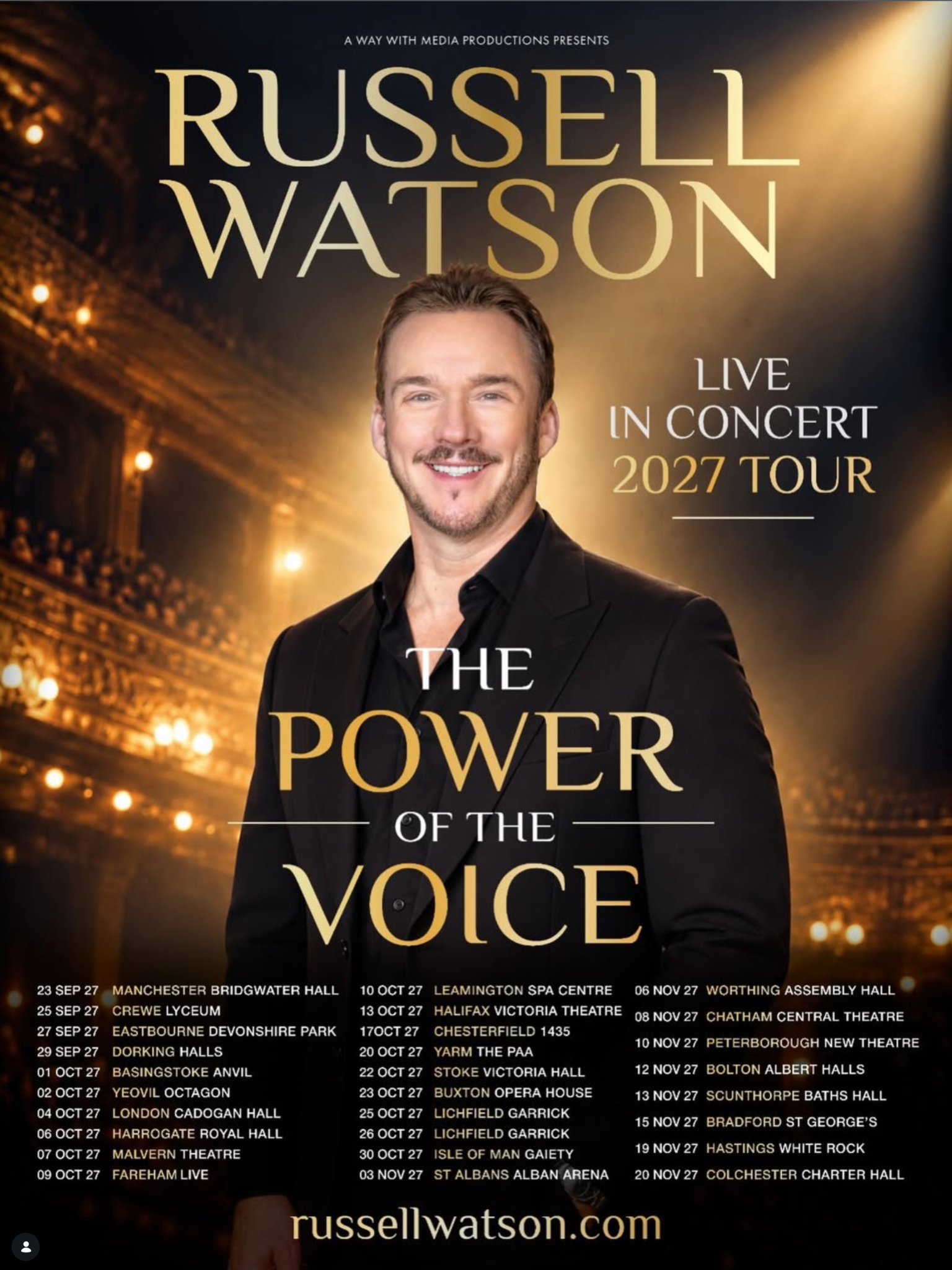 Russell Watson: The Power of the Voice — 2027 tour dates